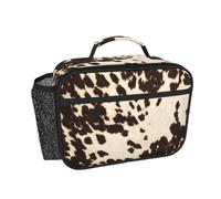 Hnnkloy Peau de vache à taches noires et brunes,Sac à lunch portable, boîte à lunch résistante, sac isotherme réutilisable