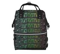 Hnnkloy Peau osseuse de crocodile d'eau douce,Sac à dos momie grande capacité, sac à langer, sac de voyage pour les activités de plein air