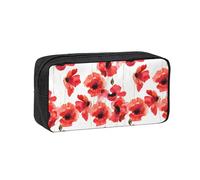 Hnnkloy Peinture à l'aquarelle de Coquelicots Rouges,Trousse à Crayons Grande capacité, Pochette Portable pour stylos, Sac de Papeterie pour l'école et Le Bureau