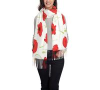 Hnnkloy Pétales rouges,Écharpe en imitation cachemire pour femme, châle léger à pompons, 197 x 72 cm