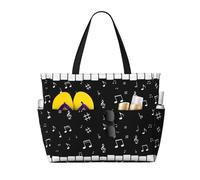 Hnnkloy Piano à notes de musique,Sac de plage grande capacité, sac bandoulière de voyage pour femme - Sac fourre-tout imperméable