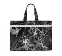 Hnnkloy Pierre de marbre noir, argent, graphite et gris,Sac à documents en toile avec fermeture éclair, sac fourre-tout, porte-documents pour l'école et le bureau