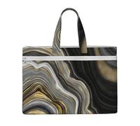 Hnnkloy Pierre précieuse d'agate noire et dorée moderne,Sac à documents en toile avec fermeture éclair, sac fourre-tout, porte-documents pour l'école et le bureau