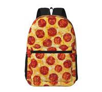 Hnnkloy Pizza au pepperoni,Sac à dos de 17 pouces avec poches, sac à dos décontracté pour la journée, résistant à l'eau, sac d'école