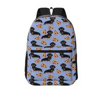 Hnnkloy Pizza Nourriture Teckel Mignon,Sac à dos de 17 pouces avec poches, sac à dos décontracté pour la journée, résistant à l'eau, sac d'école