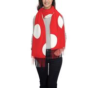 Hnnkloy Pois rouges et blancs,Écharpe en imitation cachemire pour femme, châle léger à pompons, 197 x 72 cm