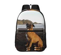 Hnnkloy Portrait d'un boxer brun de plage,Sac à dos de 17 pouces avec poches, sac à dos décontracté pour la journée, résistant à l'eau, sac d'école