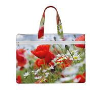 Hnnkloy Prairie et fleurs de marguerites,Sac à documents en toile avec fermeture éclair, sac fourre-tout, porte-documents pour l'école et le bureau