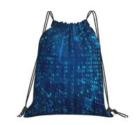 Hnnkloy Programmeur Code binaire bleu,Sac à dos à cordon unisexe, sac de sport, sac de gym, sac à dos décontracté.