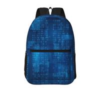 Hnnkloy Programmeur Code binaire bleu,Sac à dos de 17 pouces avec poches, sac à dos décontracté pour la journée, résistant à l'eau, sac d'école