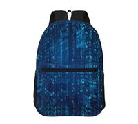 Hnnkloy Programmeur Code binaire bleu,Sac à dos de 17 pouces avec poches, sac à dos décontracté pour la journée, résistant à l'eau, sac d'école