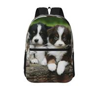 Hnnkloy Quatuor de petits chiots Berger Australien,Sac à dos de 17 pouces avec poches, sac à dos décontracté pour la journée, résistant à l'eau, sac d'école