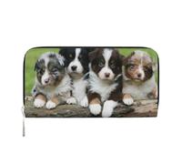 Hnnkloy Quatuor de Petits Chiots bergers australiens,Portefeuille en Cuir PU Grande capacité pour Hommes et Femmes