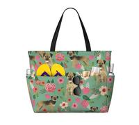 Hnnkloy Race de chien Border Terrier Floral,Sac de plage grande capacité, sac bandoulière de voyage pour femme - Sac fourre-tout imperméable