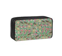 Hnnkloy Race de Chien Border Terrier Floral,Trousse à Crayons Grande capacité, Pochette Portable pour stylos, Sac de Papeterie pour l'école et Le Bureau