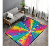 Hnnkloy Rayons de confettis Arc-en-Ciel et étoiles, Tapis de Sol antidérapant de Grande Taille pour Salon et Chambre, 150 x 100 cm.