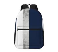 Hnnkloy Rayures élégantes en imitation argent, bleu marine et blanc,Sac à dos de 17 pouces avec poches, sac à dos décontracté pour la journée, résistant à l'eau, sac d'école