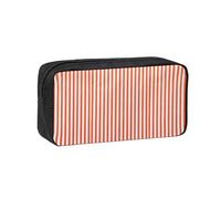 Hnnkloy Rayures Orange Puis Blanches,Trousse à Crayons Grande capacité, Pochette Portable pour stylos, Sac de Papeterie pour l'école et Le Bureau