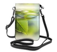 Hnnkloy Reflets d'une feuille verte dans l'eau de la rivière,Pochettes pour téléphone portable pour femmes, petits sacs bandoulière - Portefeuille en cuir PU avec emplacements pour cartes de crédit