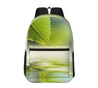 Hnnkloy Reflets d'une feuille verte dans l'eau de la rivière,Sac à dos de 17 pouces avec poches, sac à dos décontracté pour la journée, résistant à l'eau, sac d'école
