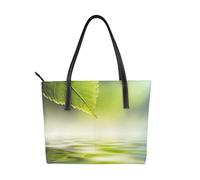 Hnnkloy Reflets d'une feuille verte dans l'eau de la rivière,Sac à main en cuir PU, grand cabas, sac bandoulière pour femme, idéal pour le travail et les voyages.
