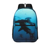 Hnnkloy Requins-marteaux imprimés,Sac à dos de 17 pouces avec poches, sac à dos décontracté pour la journée, résistant à l'eau, sac d'école