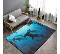 Hnnkloy Requins-marteaux imprimés, Tapis de Sol antidérapant de Grande Taille pour Salon et Chambre, 150 x 100 cm.