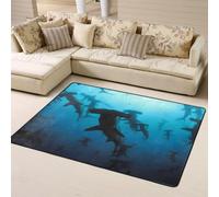 Hnnkloy Requins-marteaux imprimés, Tapis de Sol antidérapant de Grande Taille pour Salon et Chambre, 160 x 120 cm.