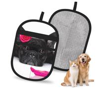 Hnnkloy Rose de la Saint-Valentin pour Un Bouledogue français, Lot de 2 Gants antistatiques pour l'épilation des Poils d'animaux (Chiens et Chats)