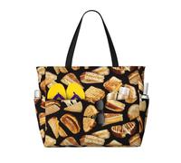 Hnnkloy Sandwichs au fromage grillé,Sac de plage grande capacité, sac bandoulière de voyage pour femme - Sac fourre-tout imperméable