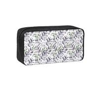 Hnnkloy Sauge Violette, Feuilles Vertes, Verdure,Trousse à Crayons Grande capacité, Pochette Portable pour stylos, Sac de Papeterie pour l'école et Le Bureau