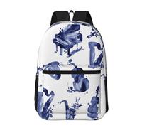 Hnnkloy Saxophone blues, piano, violoncelle, basse,Sac à dos de 17 pouces avec poches, sac à dos décontracté pour la journée, résistant à l'eau, sac d'école