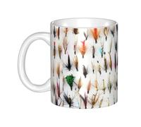 Hnnkloy Sélection de mouches traditionnelles pour la pêche à la truite (Cotari),Mug en céramique, grande tasse à café de 330 ml, idéale pour la cuisine, les restaurants