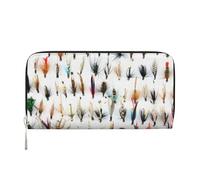Hnnkloy Sélection de Mouches Traditionnelles pour la pêche à la Truite White Fish,Portefeuille en Cuir PU Grande capacité pour Hommes et Femmes