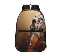 Hnnkloy Setter anglais Automne Animaux de compagnie Chiots Anglais,Sac à dos de 17 pouces avec poches, sac à dos décontracté pour la journée, résistant à l'eau, sac d'école