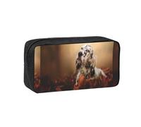 Hnnkloy Setter Anglais Automne Animaux de Compagnie Chiots Anglais,Trousse à Crayons Grande capacité, Pochette Portable pour stylos, Sac de Papeterie pour l'école et Le Bureau