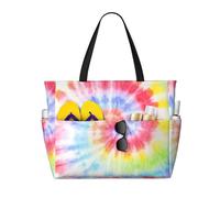 Hnnkloy Spirale arc-en-ciel tie-dye,Sac de plage grande capacité, sac bandoulière de voyage pour femme - Sac fourre-tout imperméable