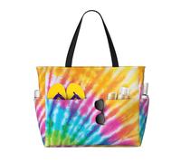 Hnnkloy Spirale colorée tie-dye arc-en-ciel,Sac de plage grande capacité, sac bandoulière de voyage pour femme - Sac fourre-tout imperméable