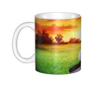 Hnnkloy Sport Golf Ball Sunset Tree,Mug en céramique, grande tasse à café de 330 ml, idéale pour la cuisine, les restaurants