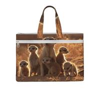 Hnnkloy Suricates mignons,Sac à documents en toile avec fermeture éclair, sac fourre-tout, porte-documents pour l'école et le bureau