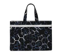 Hnnkloy Symboles de chimie chimique,Sac à documents en toile avec fermeture éclair, sac fourre-tout, porte-documents pour l'école et le bureau