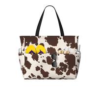 Hnnkloy Taches brunes de vache,Sac de plage grande capacité, sac bandoulière de voyage pour femme - Sac fourre-tout imperméable