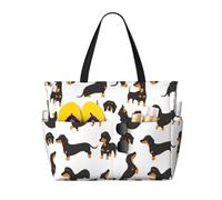 Hnnkloy Teckel de dessin animé,Sac de plage grande capacité, sac bandoulière de voyage pour femme - Sac fourre-tout imperméable