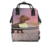 Hnnkloy Teckels avec pension pour chiens, teckel marron,Sac à dos momie grande capacité, sac à langer, sac de voyage pour les activités de plein air