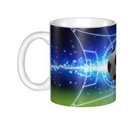 Hnnkloy Terrain de football pailleté avec ballon de soccer,Mug en céramique, grande tasse à café de 330 ml, idéale pour la cuisine, les restaurants