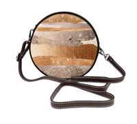 Hnnkloy Texture glamour à traits dorés cuivrés,Sac bandoulière rond en cuir PU - Sac à main rond pour femme