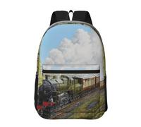 Hnnkloy Train à vapeur et chemin de fer,Sac à dos de 17 pouces avec poches, sac à dos décontracté pour la journée, résistant à l'eau, sac d'école