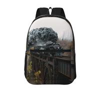 Hnnkloy Train à vapeur et chemin de fer,Sac à dos de 17 pouces avec poches, sac à dos décontracté pour la journée, résistant à l'eau, sac d'école