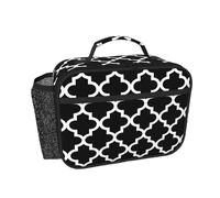 Hnnkloy Trèfle marocain noir et blanc,Sac à lunch portable, boîte à lunch résistante, sac isotherme réutilisable