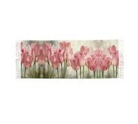 Hnnkloy Tulipes roses imprimées,Écharpe en imitation cachemire pour femme, grande taille, châle léger à pompons, 196 x 68 cm